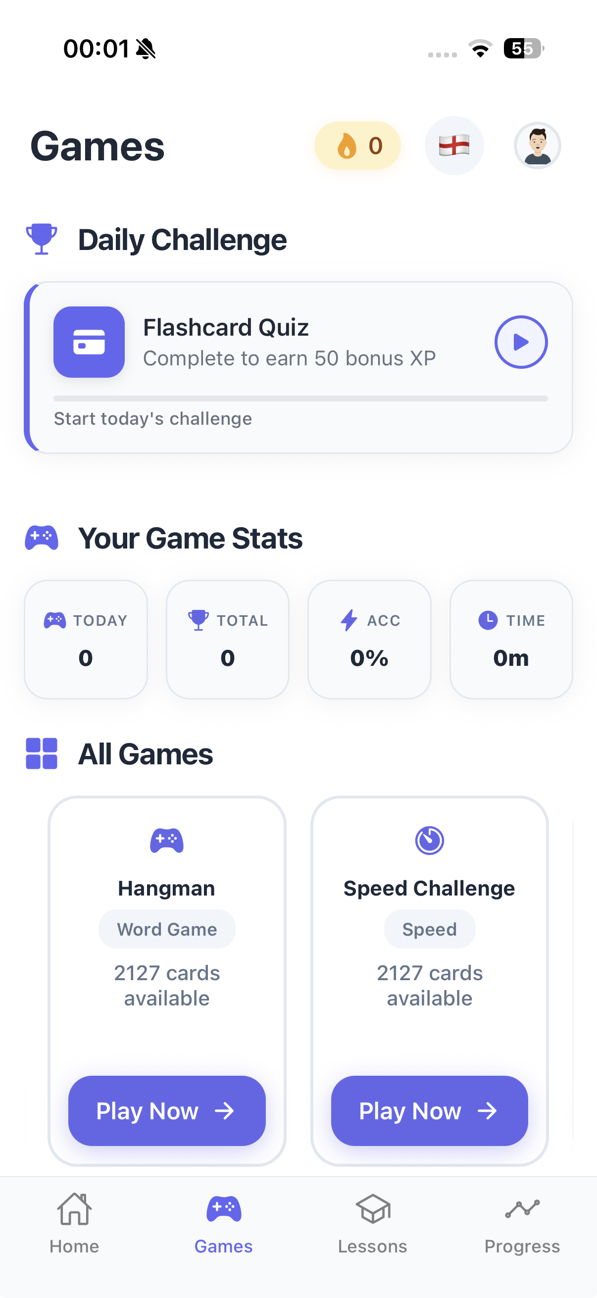 UniLingo Games & Flashcards - Daily challenges and vocabulary games